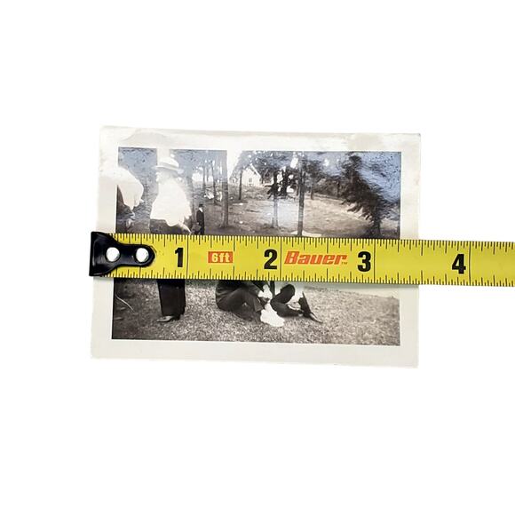 Vtg Men Sitting in Grass At Park Original Monochrome Photography Found Snapshot - Picture 3 of 4